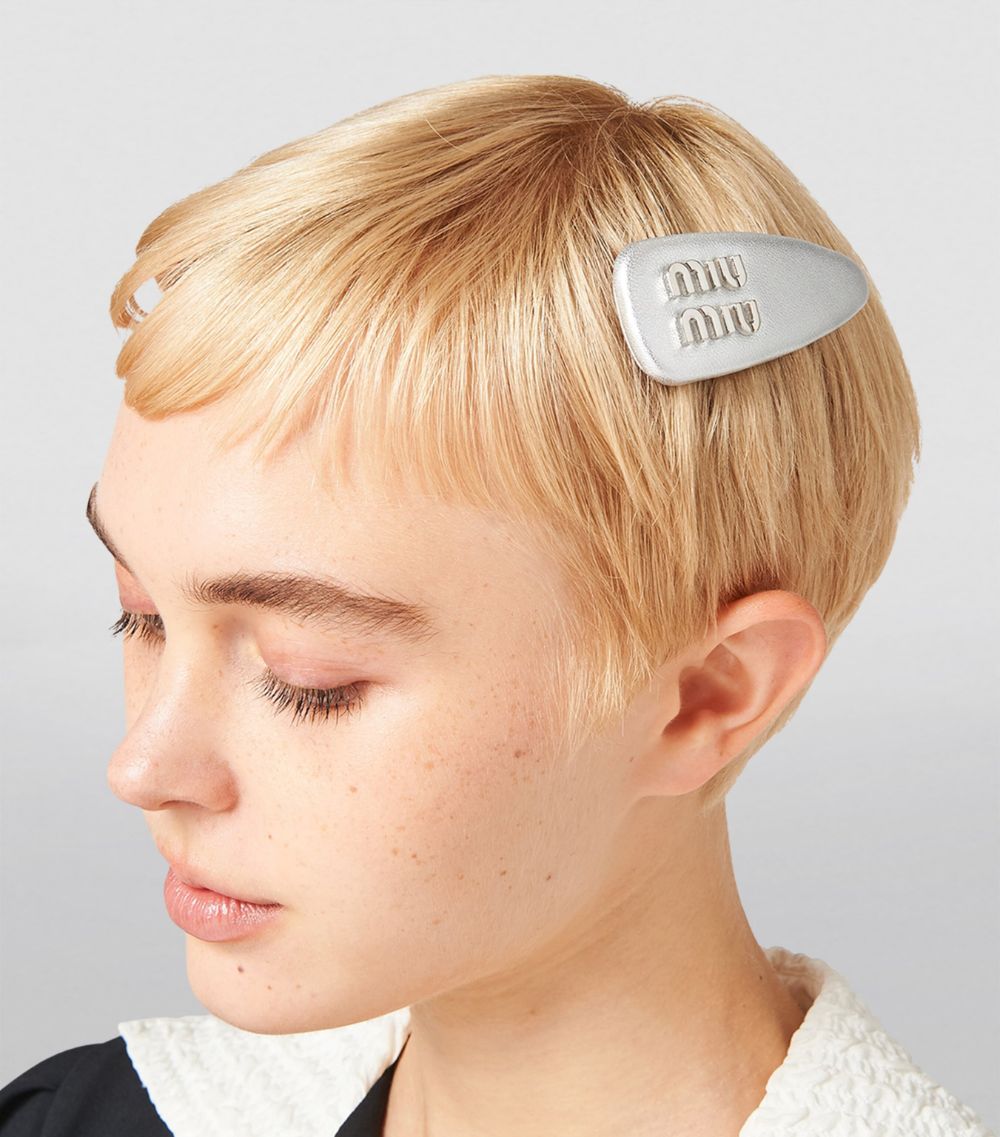 Miu Miu Miu Miu Leather Logo Hair Clip