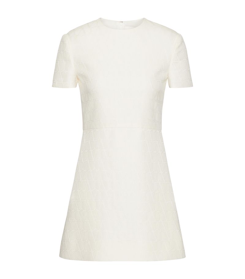 VALENTINO GARAVANI Valentino Garavani Wool-Silk Monogram Mini Dress