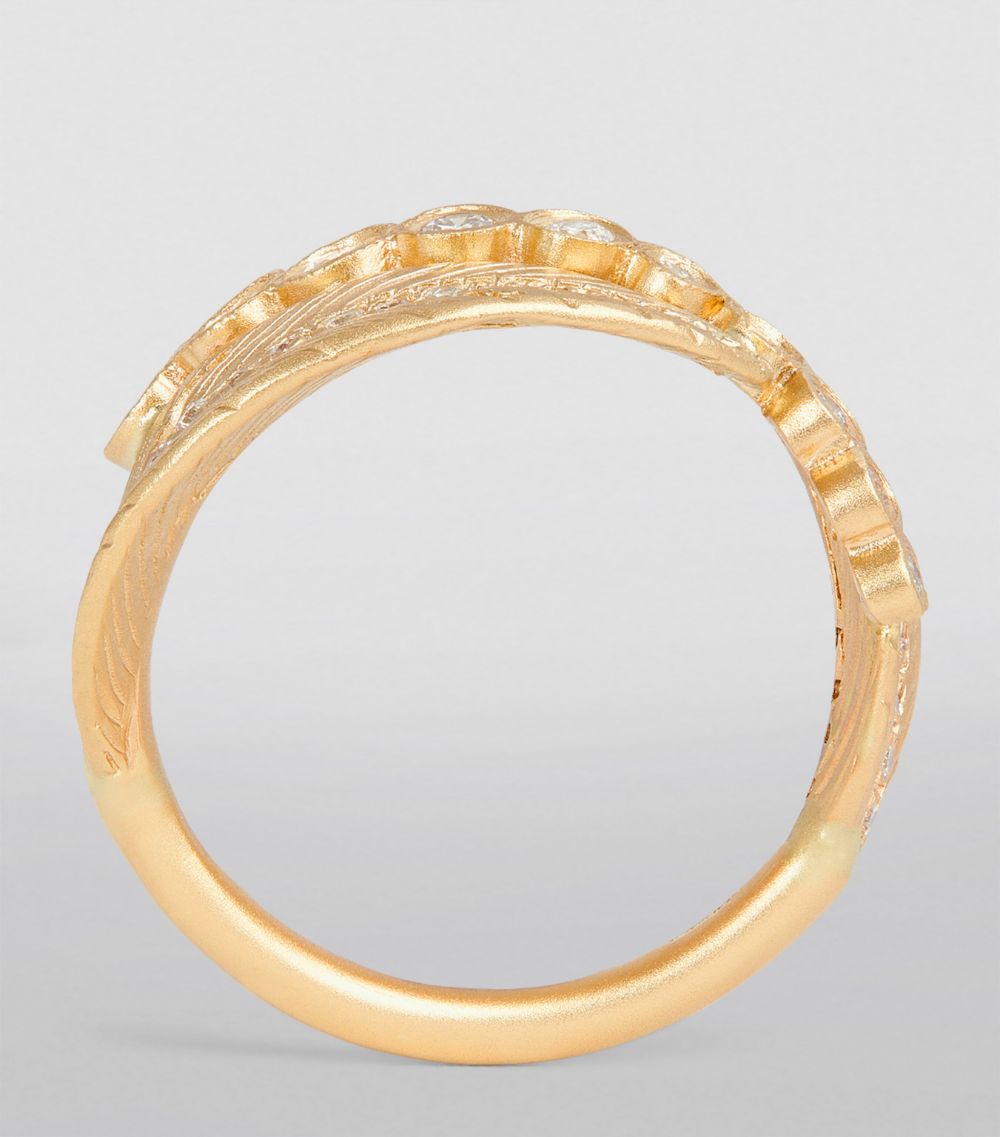 Jacquie Aiche Jacquie Aiche Yellow Gold And Diamond Feather Wrap Ring
