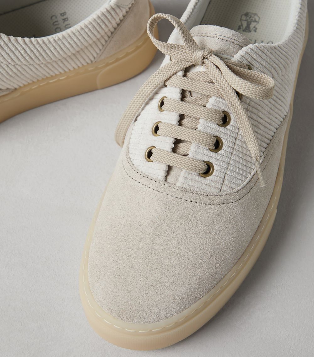 Brunello Cucinelli Brunello Cucinelli Washed Suede-Techno Corduroy Sneakers