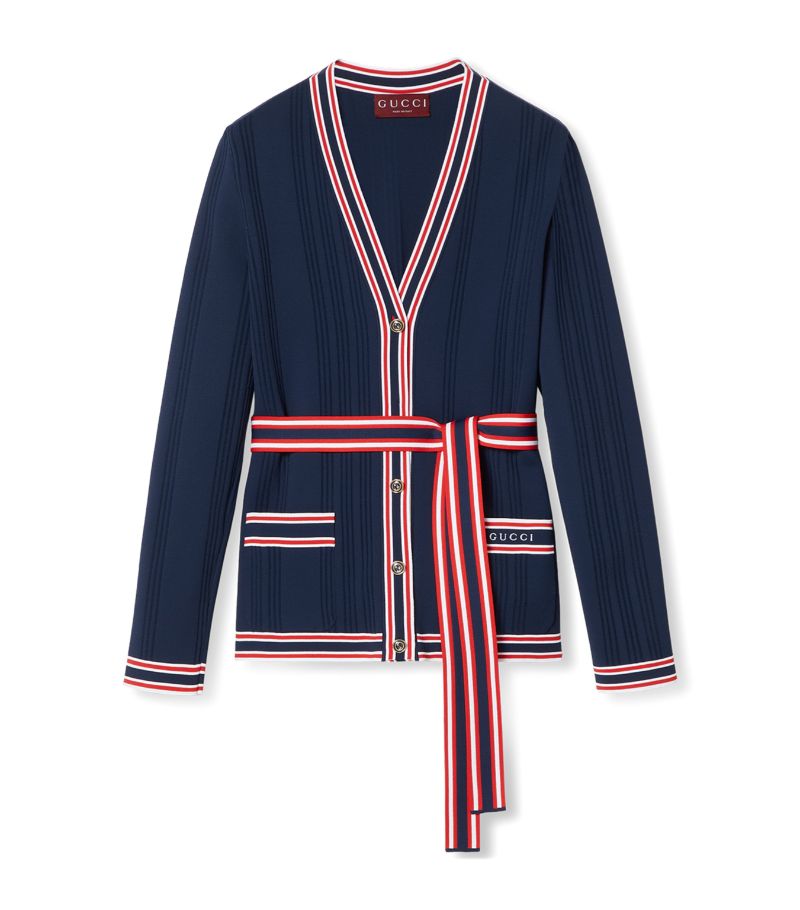 Gucci Gucci Striped Belted Cardigan