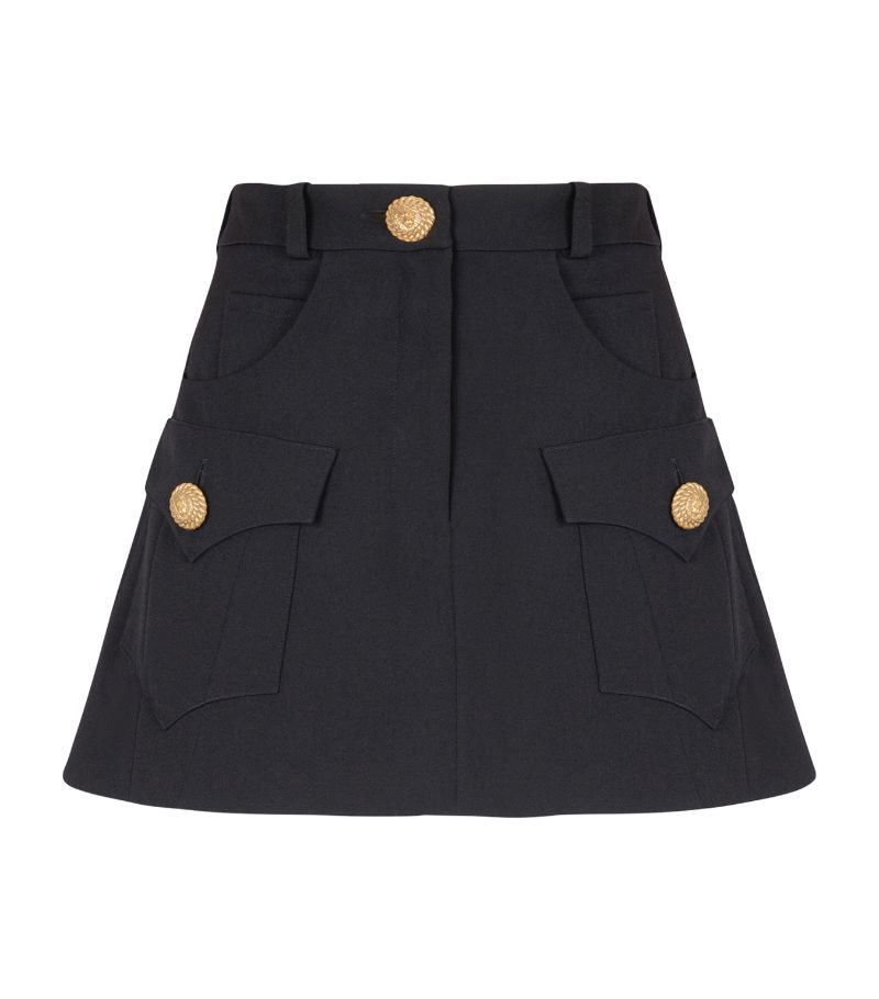 Balmain Balmain Wool A-Line Mini Skirt