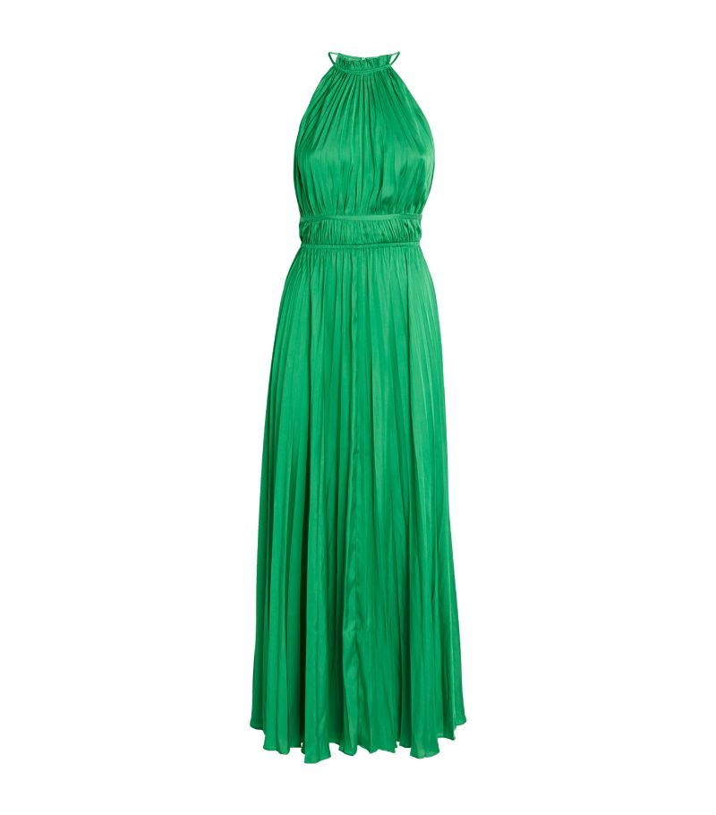  Maje Satin Pleated Maxi Dress