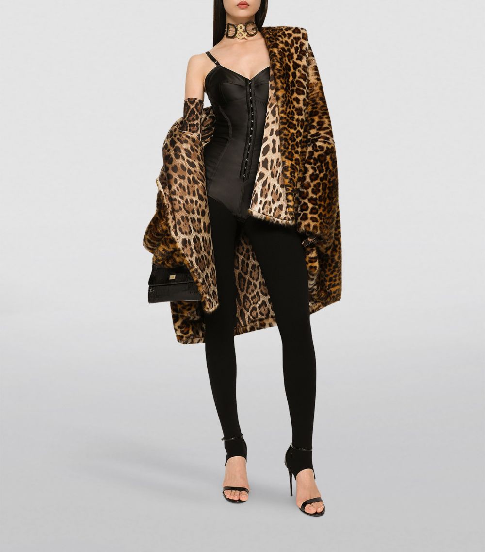 Dolce & Gabbana Dolce & Gabbana KIM DOLCE & GABBANA Faux Fur Leopard Print Coat