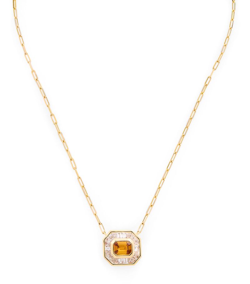 Shay Shay Yellow Gold, Diamond And Sapphire Halo Mini Deco Pendant Necklace