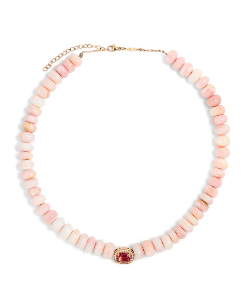 Jacquie Aiche Jacquie Aiche Yellow Gold, Pink Tourmaline And Pink Opal Beaded Necklace