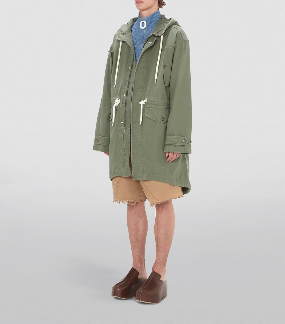 Jw Anderson Jw Anderson Twill Drawstring Parka Coat