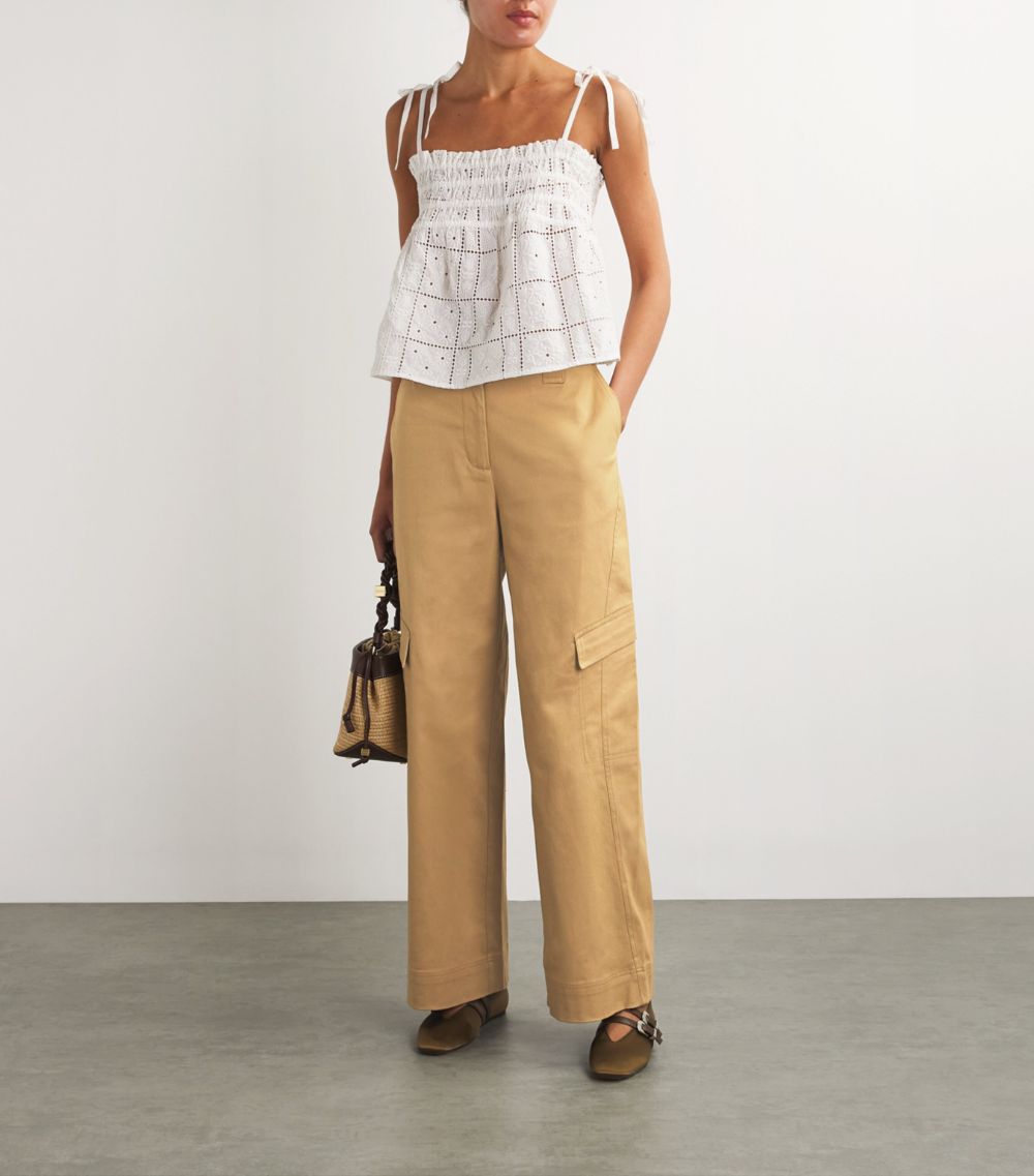 Ganni Ganni Organic Cotton Herringbone Trousers