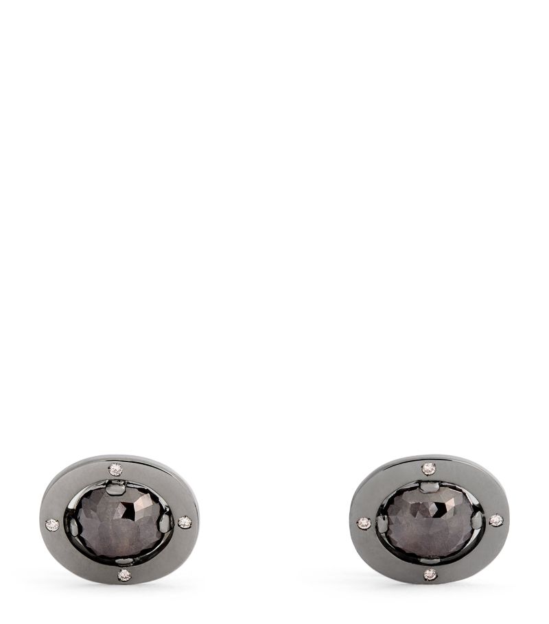 Tateossian Tateossian White Gold And Black Diamond Cufflinks