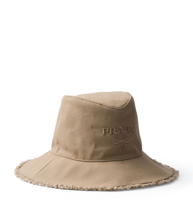 Prada Prada Wide-Brim Drill Bucket Hat