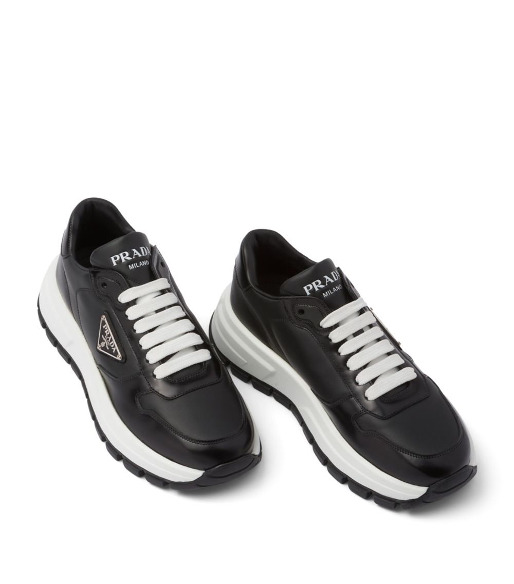 Prada Prada Leather Triangle Sneakers