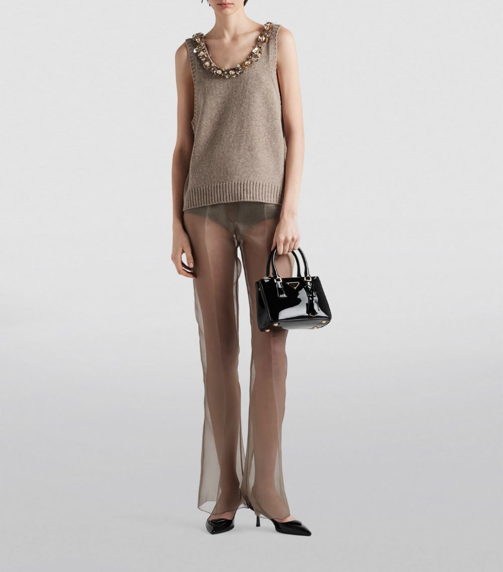 Prada Prada Wool-Cashmere Embellished Sleeveless Top