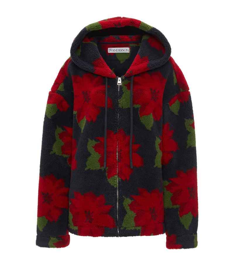 Jw Anderson Jw Anderson Floral Zip-Up Fleece Jacket