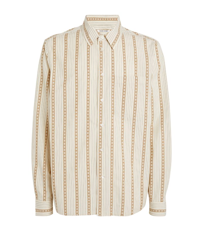 Wood Wood Wood Wood Cotton Floral-Stripe Shirt