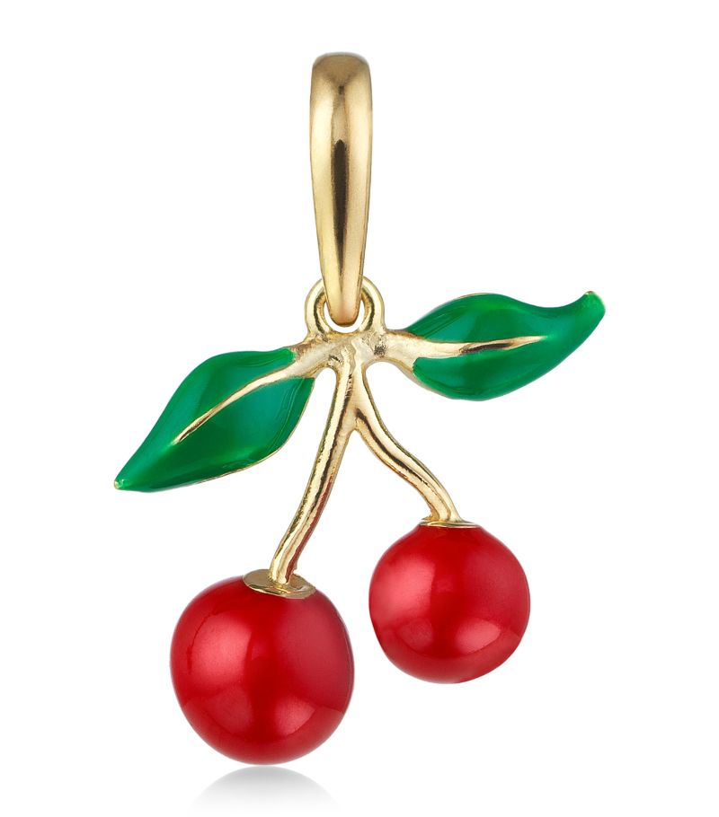 Noa Mini Noa Mini Yellow Gold And Enamel Cherry Charm