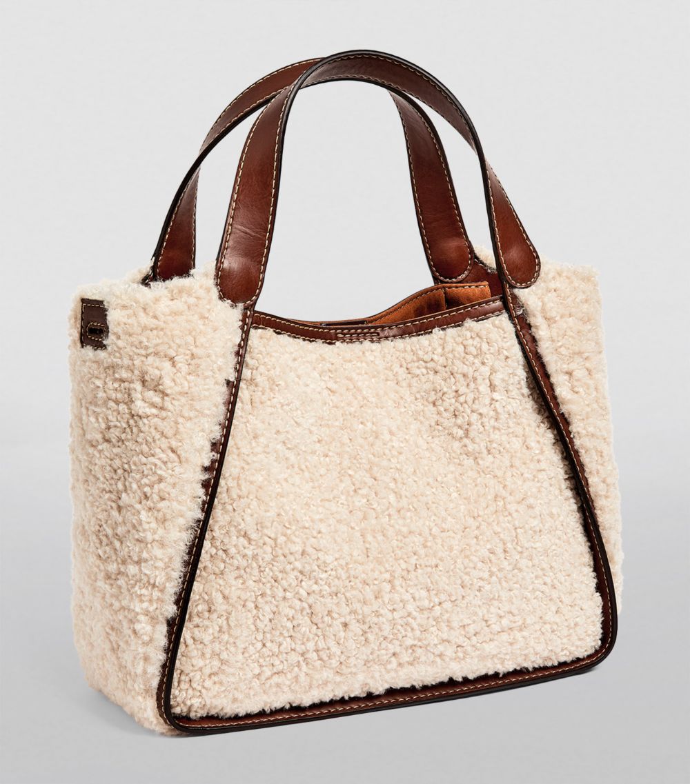 Stella McCartney Stella McCartney Faux Shearling Logo Tote Bag