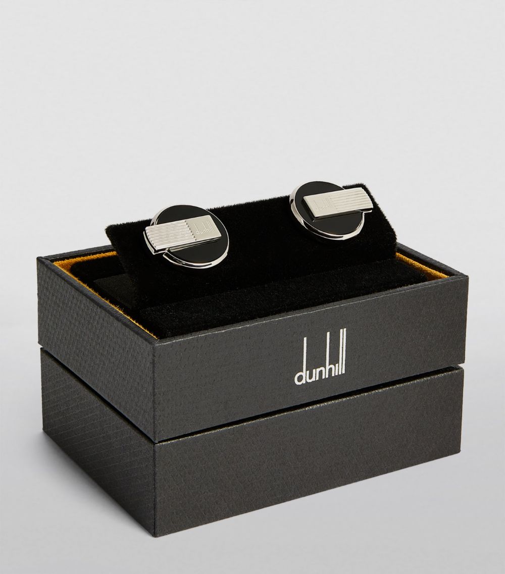 Dunhill Dunhill Silver And Oynx Logo Cufflinks