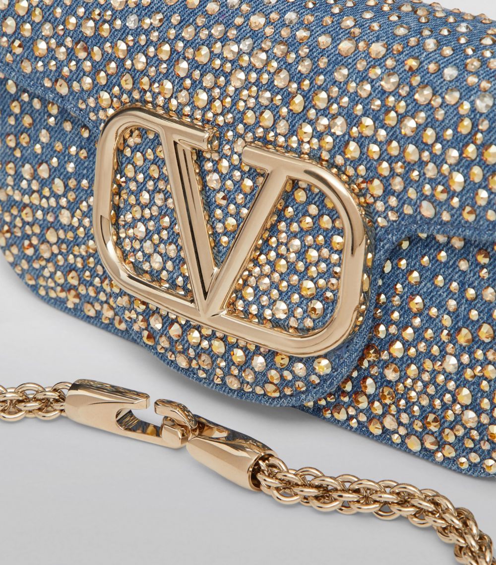 VALENTINO GARAVANI Valentino Garavani Denim Embellished Loco Shoulder Bag