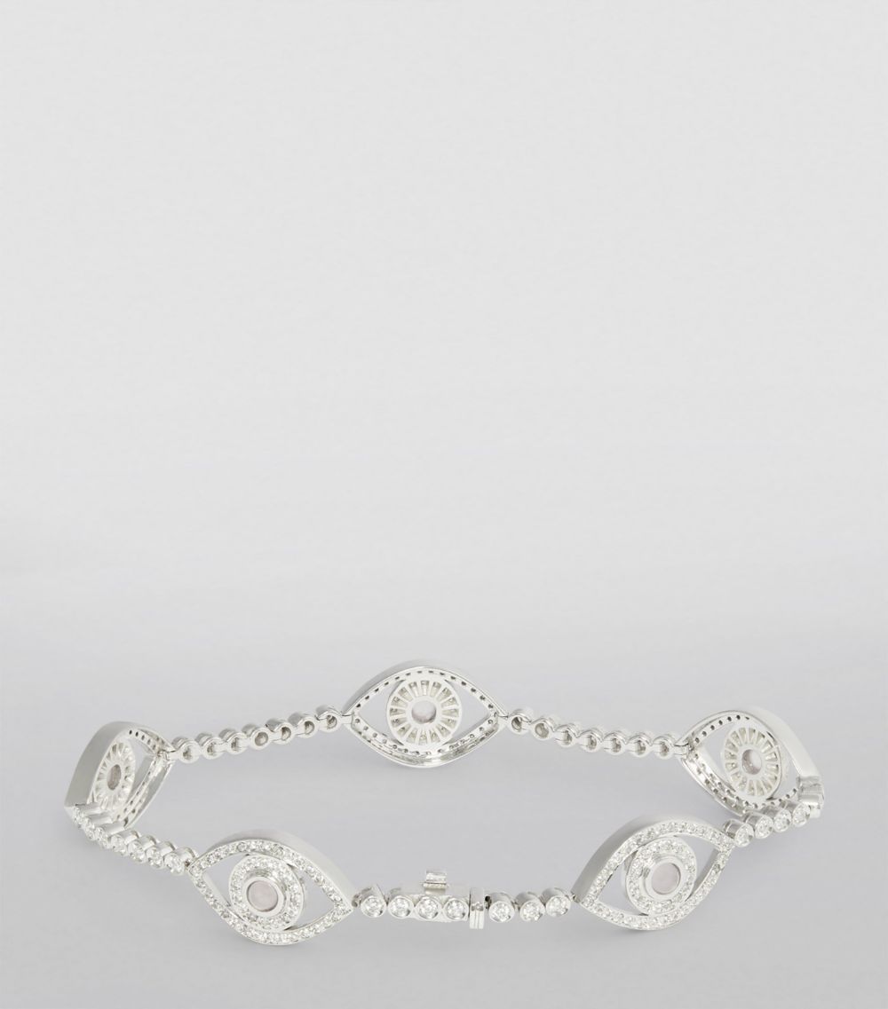 Netali Nissim Netali Nissim White Gold, Diamond And Quartz Mini Eyes Tennis Bracelet