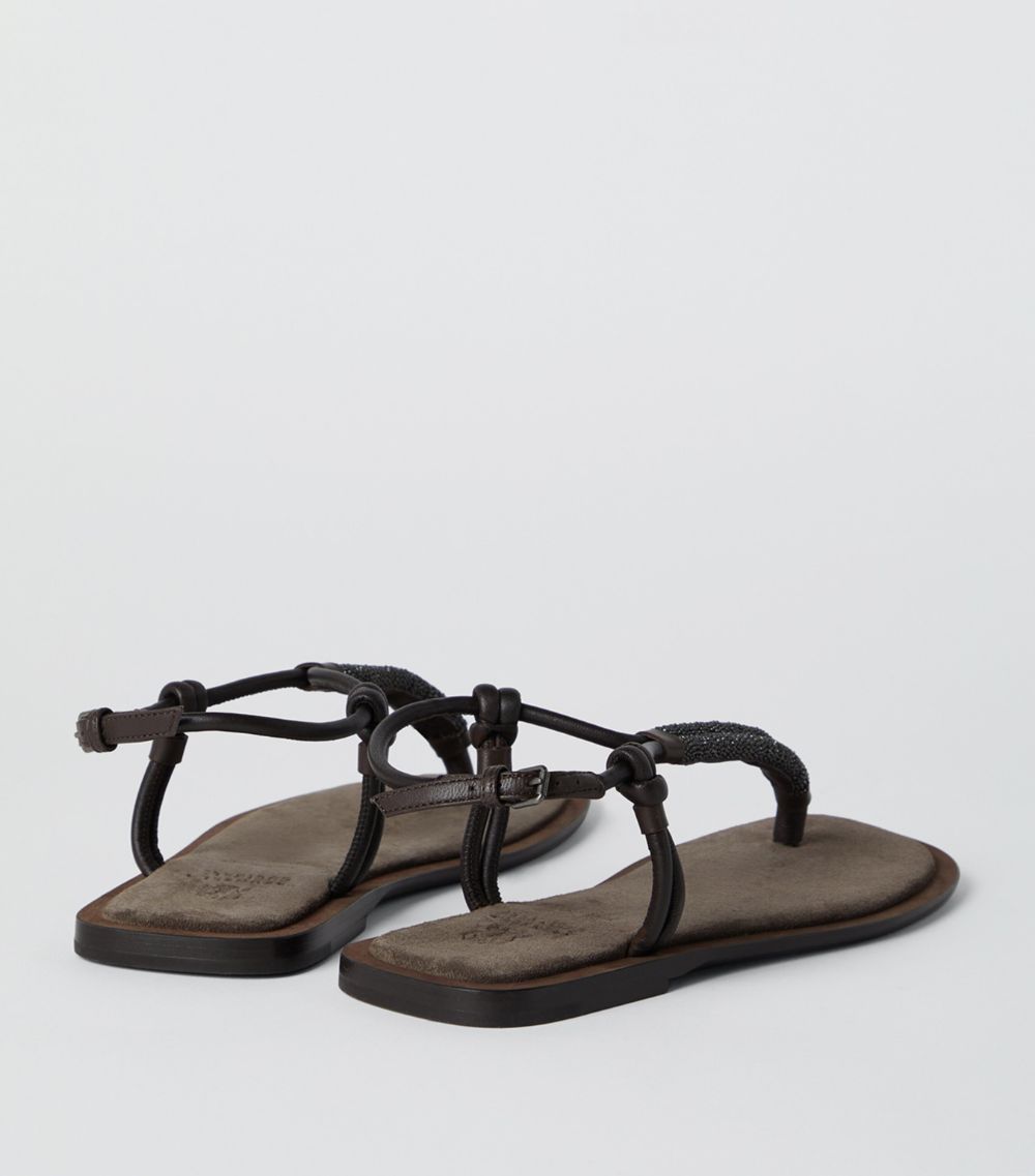 Brunello Cucinelli Brunello Cucinelli Leather Braided-Strap Flat Sandals