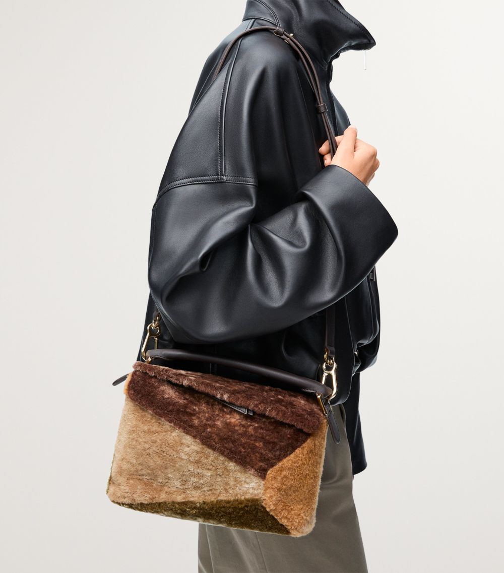 Loewe Loewe Small Shearling Puzzle Edge Top-Handle Bag