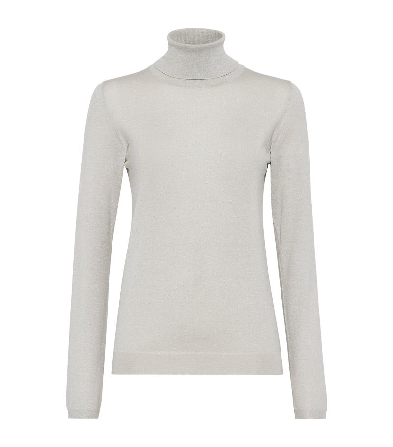 Brunello Cucinelli Brunello Cucinelli Cashmere-Silk Glitter Turtleneck Sweater