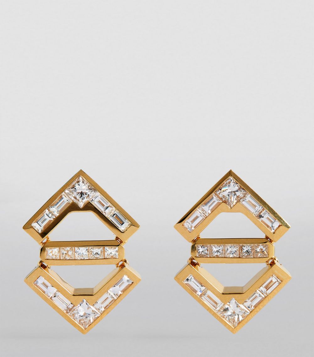 Azlee Azlee Yellow Gold And Diamond Glow Earrings