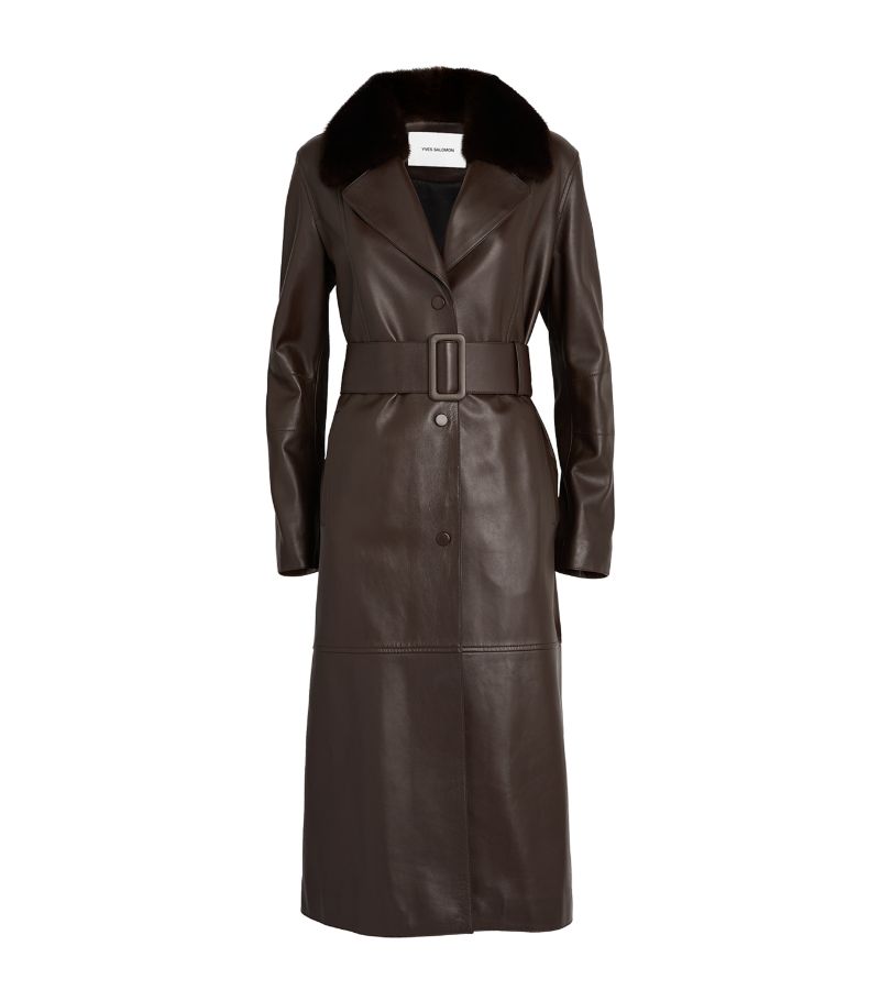 Yves Salomon Yves Salomon Lamb Leather Belted Coat