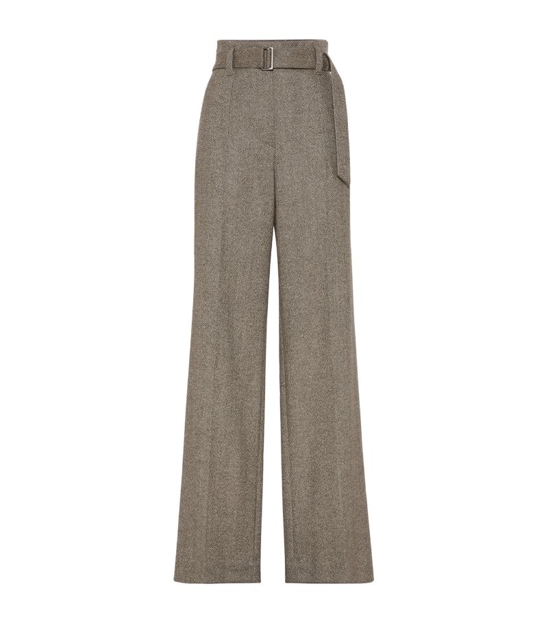 Brunello Cucinelli Brunello Cucinelli Brushed Techno Wool Loose Corset Tailored Trousers