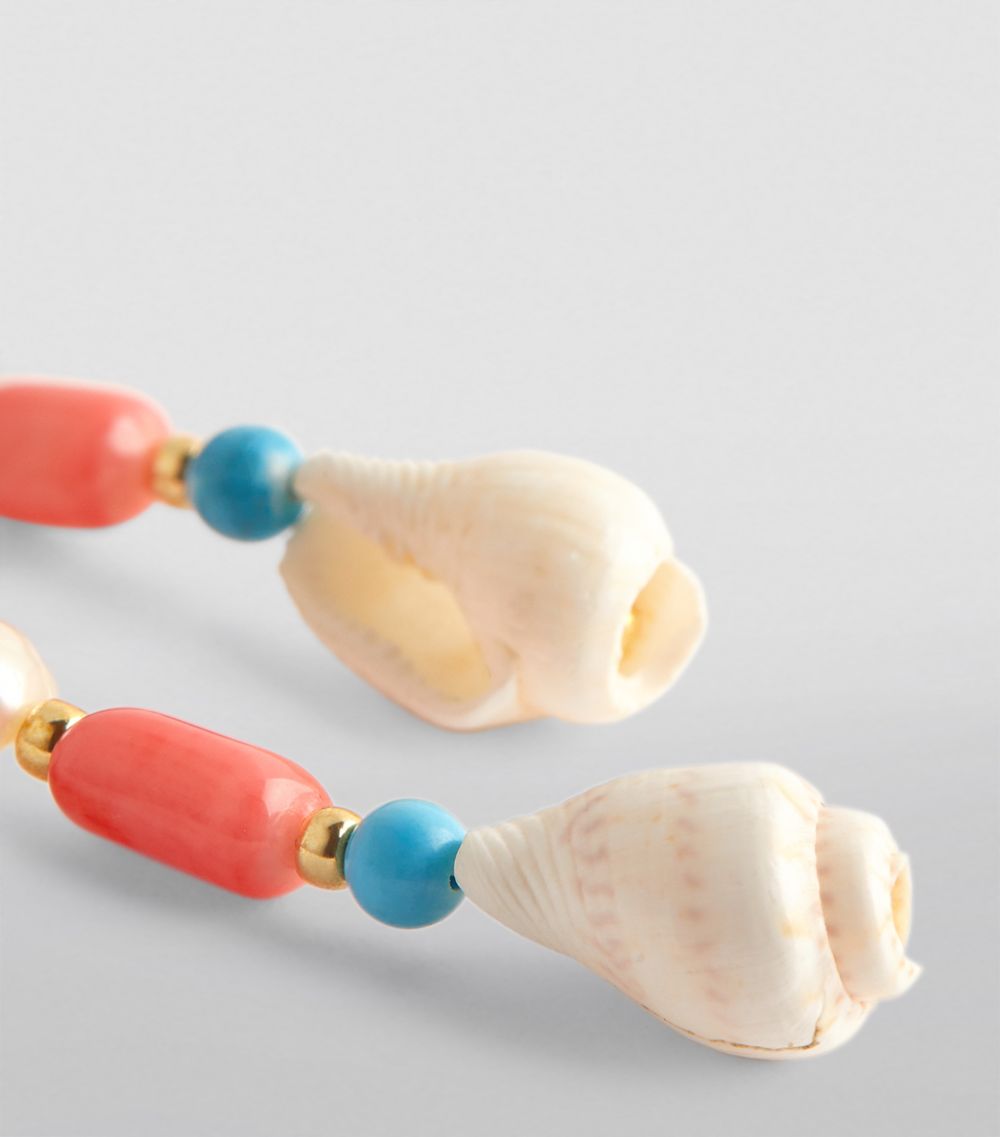 Anni Lu Anni Lu Yellow Gold-Plated Rock and Shella Hoop Earrings
