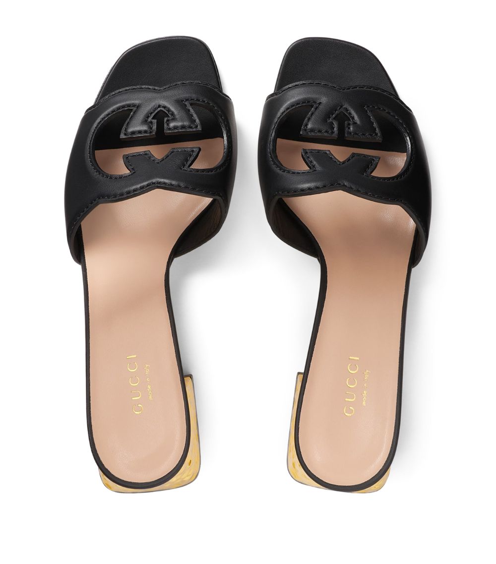 Gucci Gucci Gucci Cut Leather Interlocking G Sandals