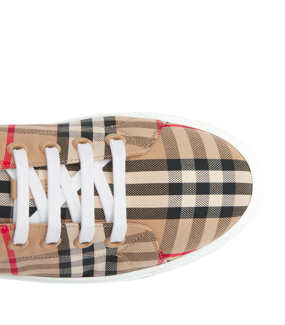 Burberry Burberry Leather-Trim Vintage Check Sneakers