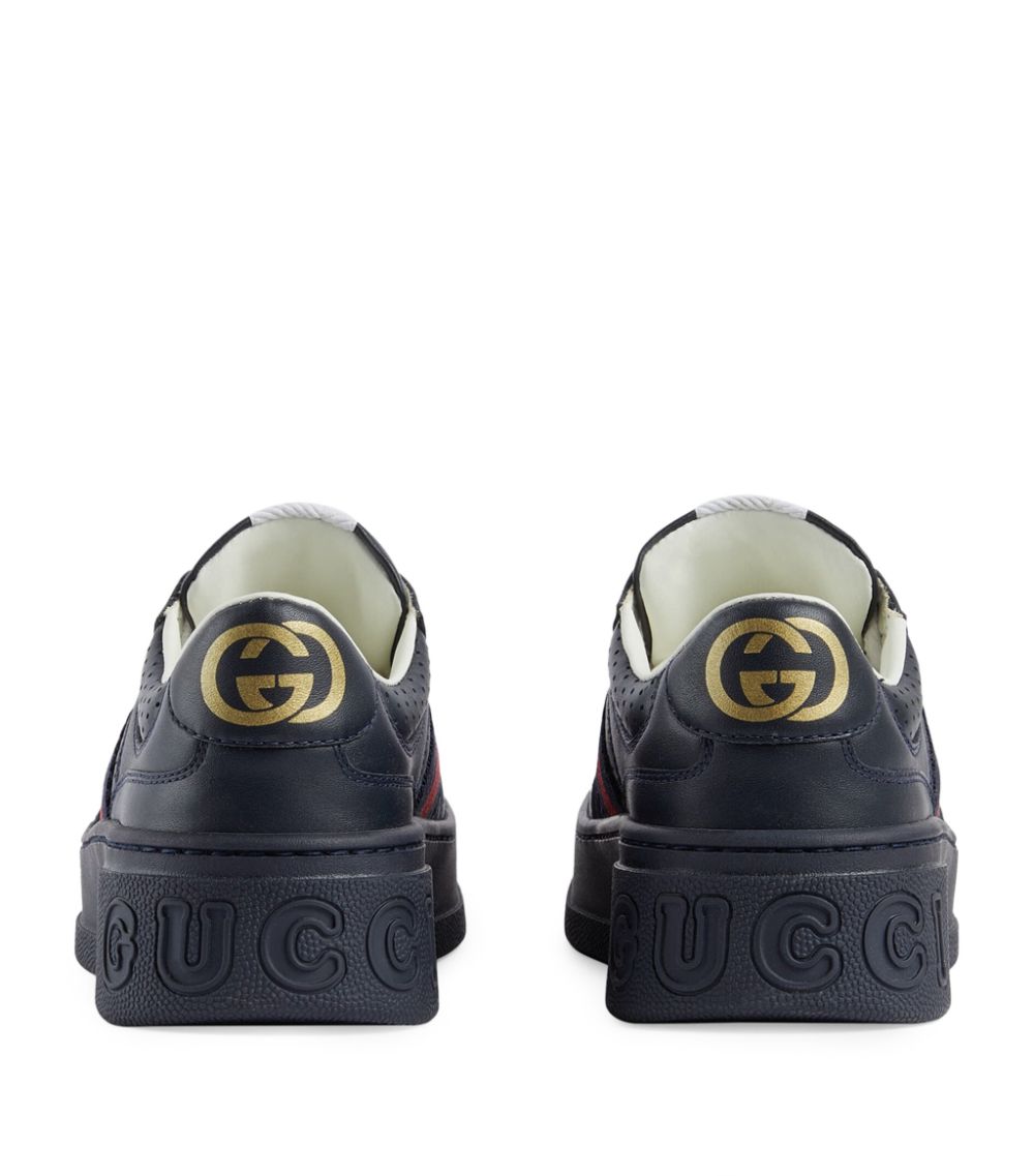 Gucci Gucci Kids Leather Web Stripe Sneakers