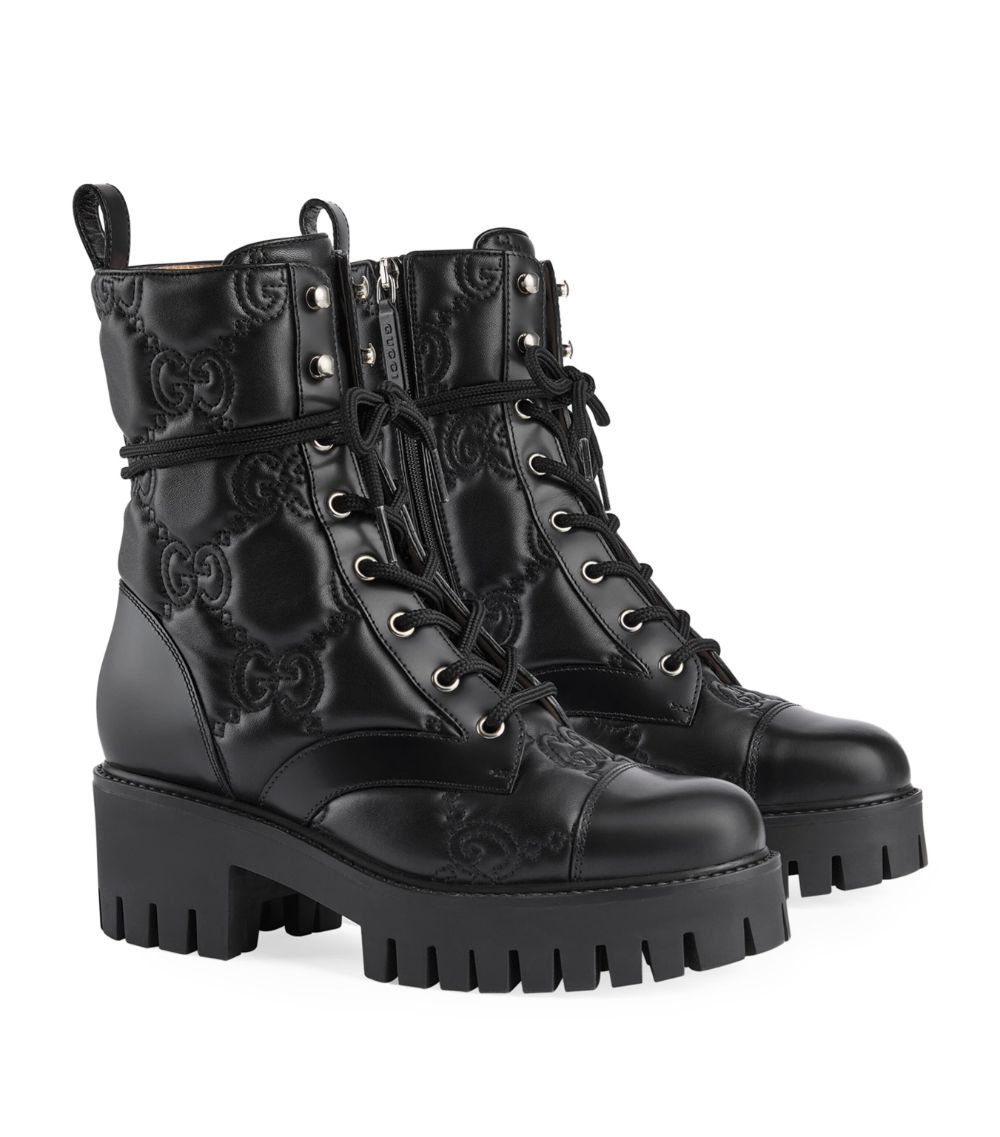 Gucci Gucci Quilted Gg Lace-Up Boots