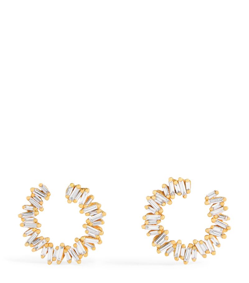 Suzanne Kalan Suzanne Kalan Mini Yellow Gold And Diamond Classic Hoop Earrings