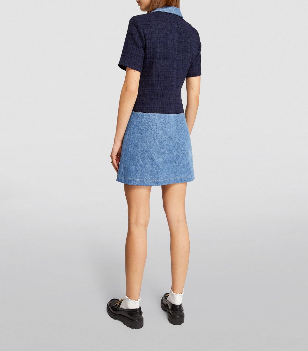  Sandro Denim-Tweed Mini Dress