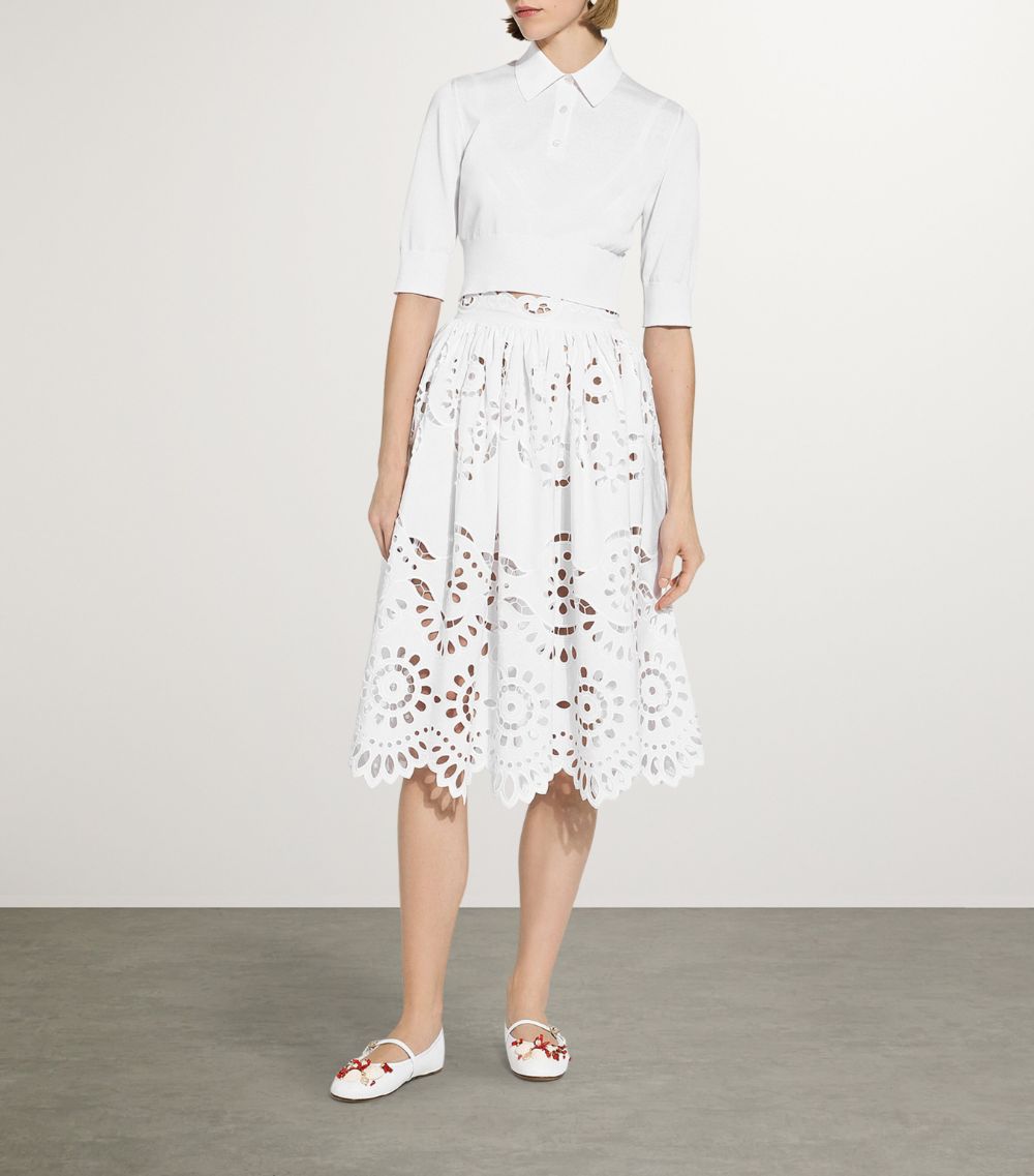 Dolce & Gabbana Dolce & Gabbana Cotton Broderie Anglaise Midi Skirt