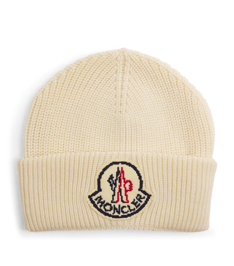 Moncler Moncler Wool Ribbed Logo Beanie