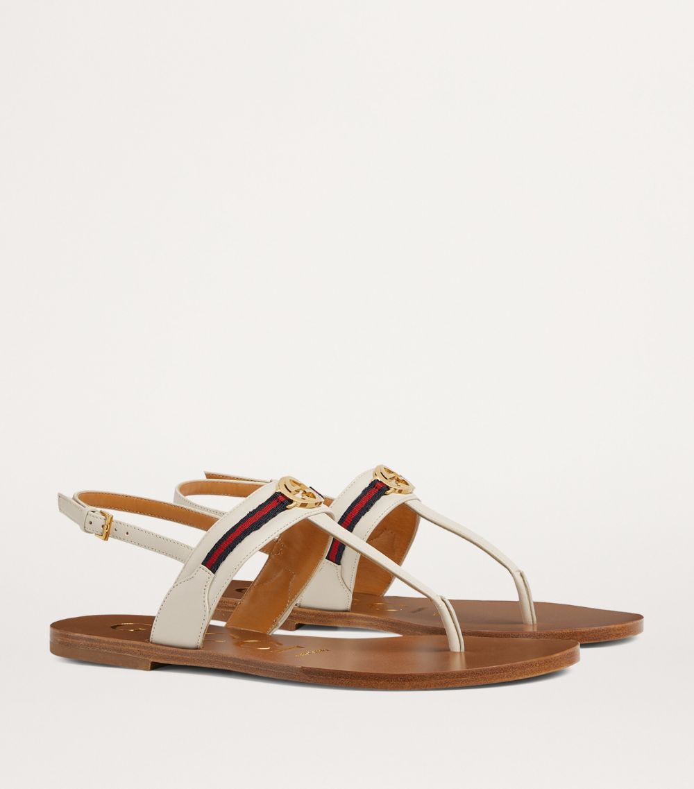 Gucci Gucci Leather Interlocking G Web Stripe Sandals