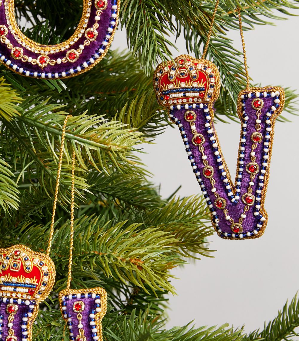 Tinker Tailor Tinker Tailor Embellished Crown Letter ‘V' Tree Decoration