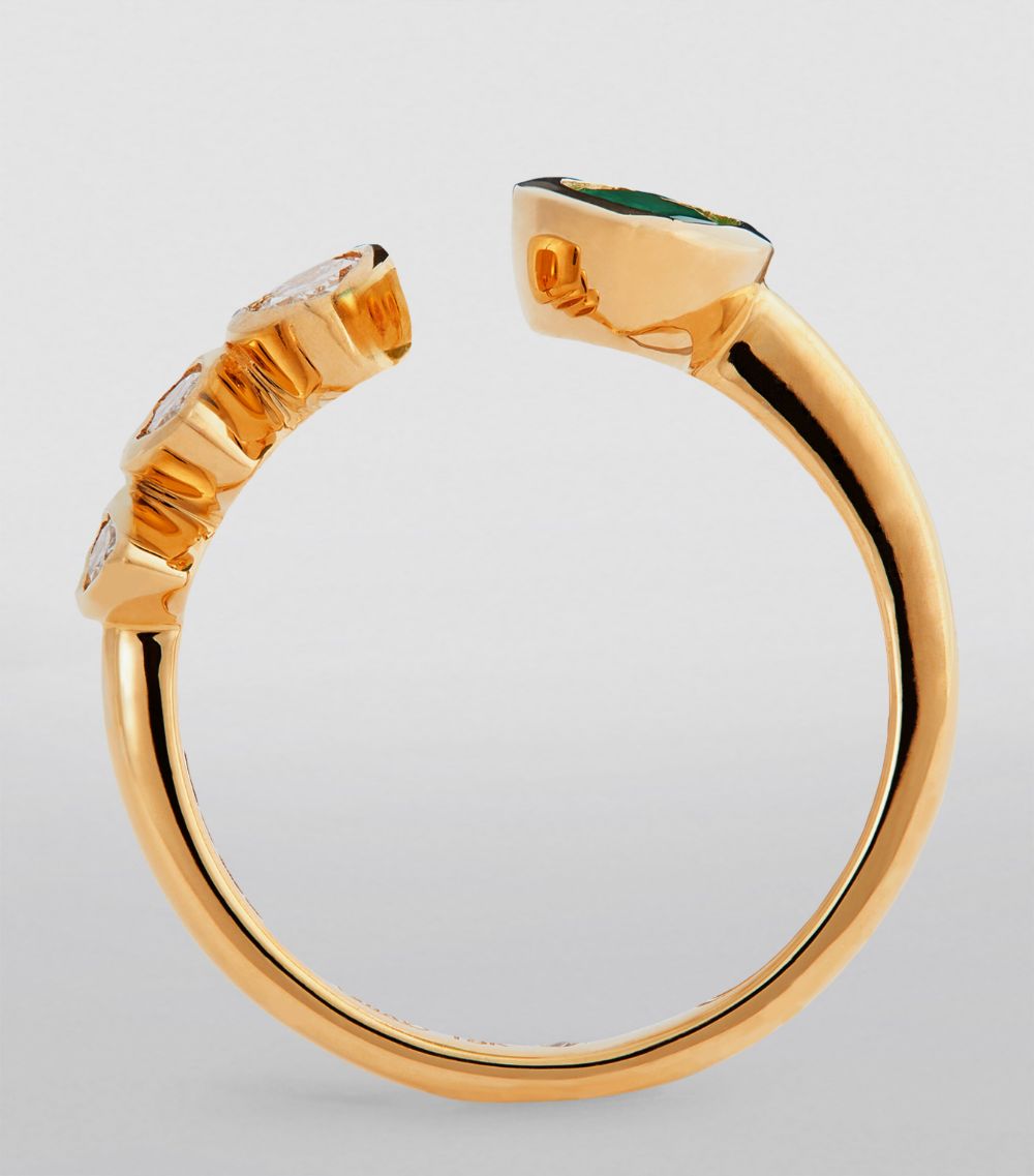 Shay Shay Yellow Gold, Diamond And Emerald Floating Ring