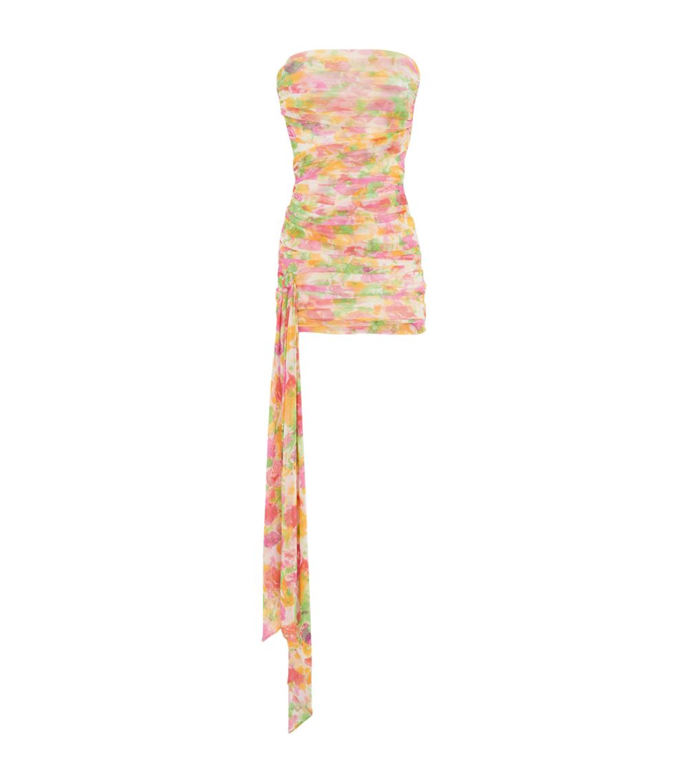 Saint Laurent Saint Laurent Tulle Ruched Floral Mini Dress