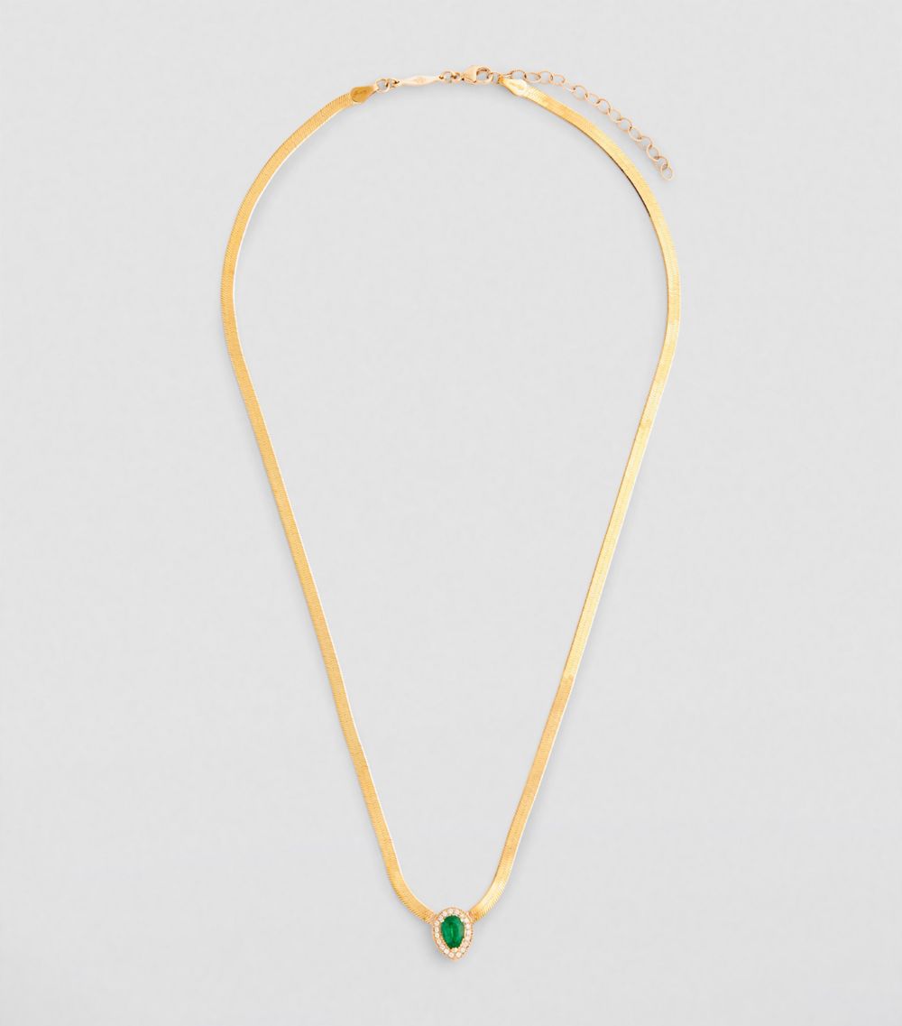 Jacquie Aiche Jacquie Aiche Yellow Gold, Diamond And Emerald Gemstone Necklace