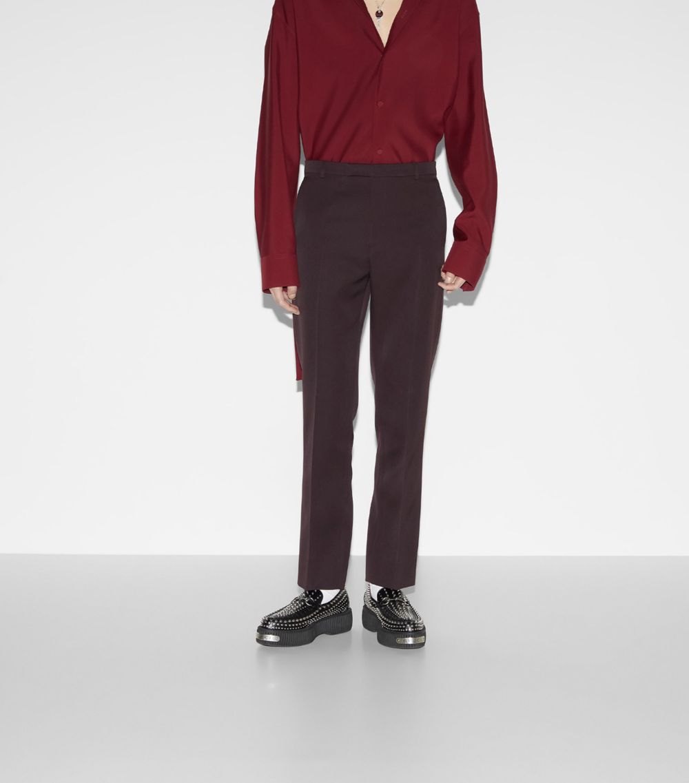 Gucci Gucci Wool Embroidered Tailored Trousers