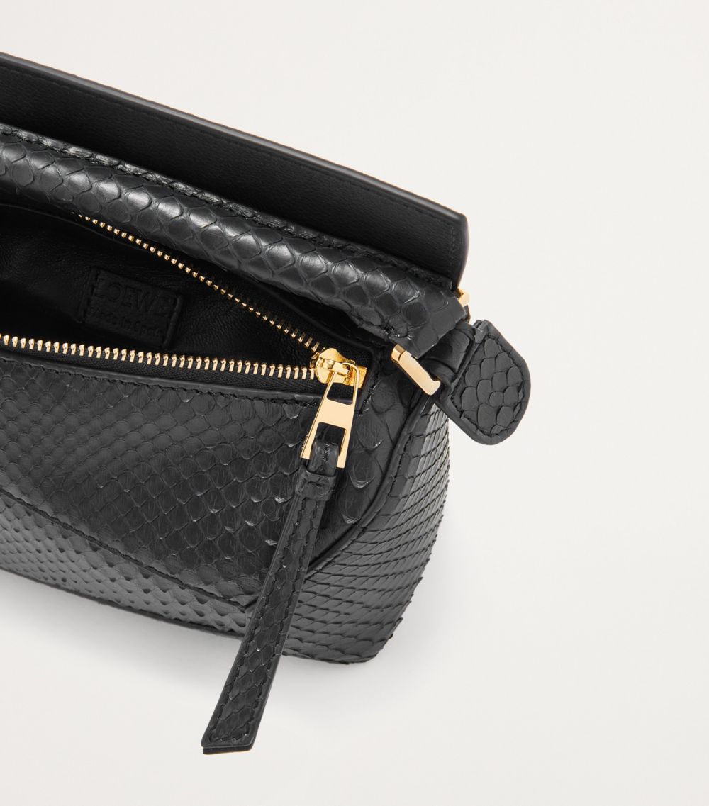 Loewe Loewe Mini Snakeskin Puzzle Edge Top-Handle Bag