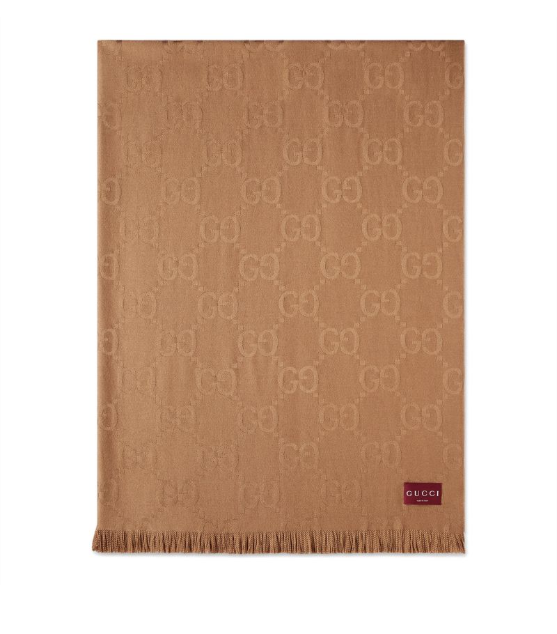 Gucci Gucci Wool-Silk Gg Jacquard Blanket (135Cm X 180Cm)