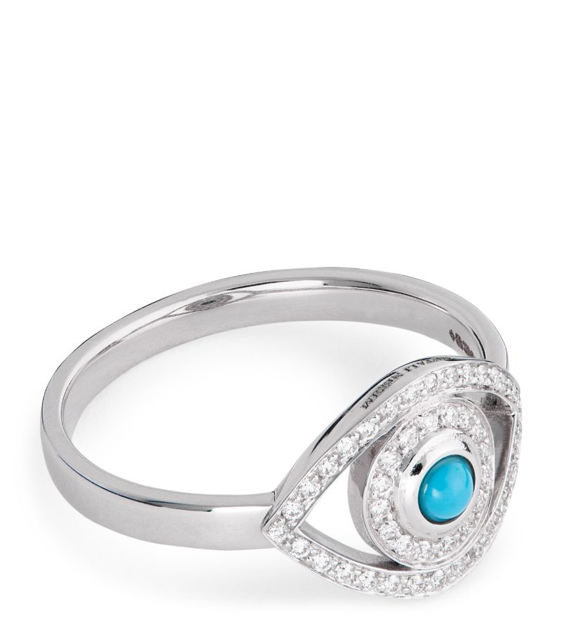 Netali Nissim Netali Nissim White Gold, Diamond And Turquoise Protected Ring