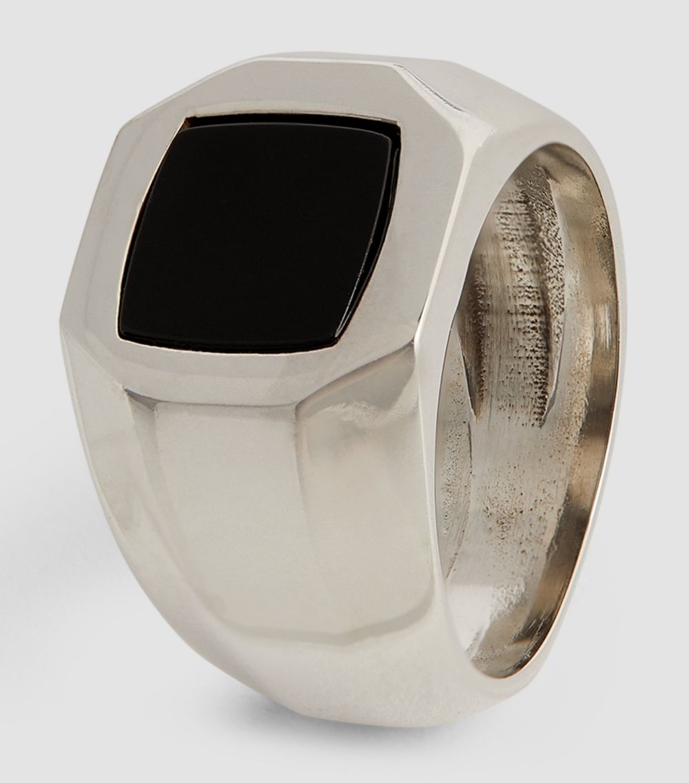 Emanuele Bicocchi Emanuele Bicocchi Sterling Silver And Onyx Chevalier Ring
