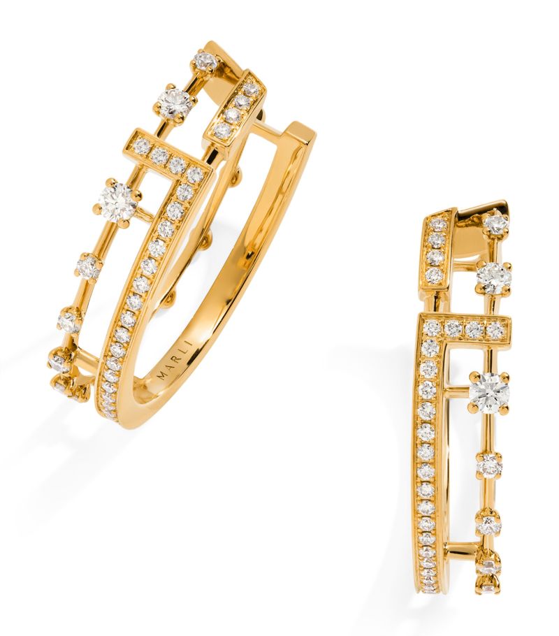  Marli New York Yellow Gold And Diamond Avenues Hoop Earrings