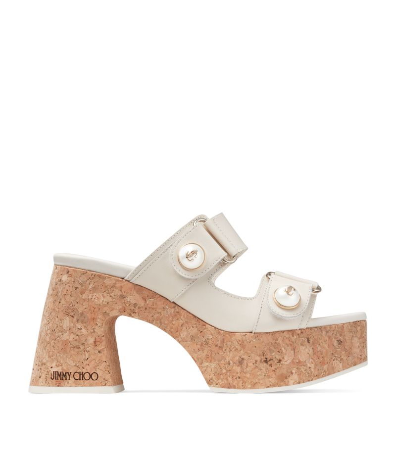 Jimmy Choo Jimmy Choo Fayence 95 Leather Wedge Sandals